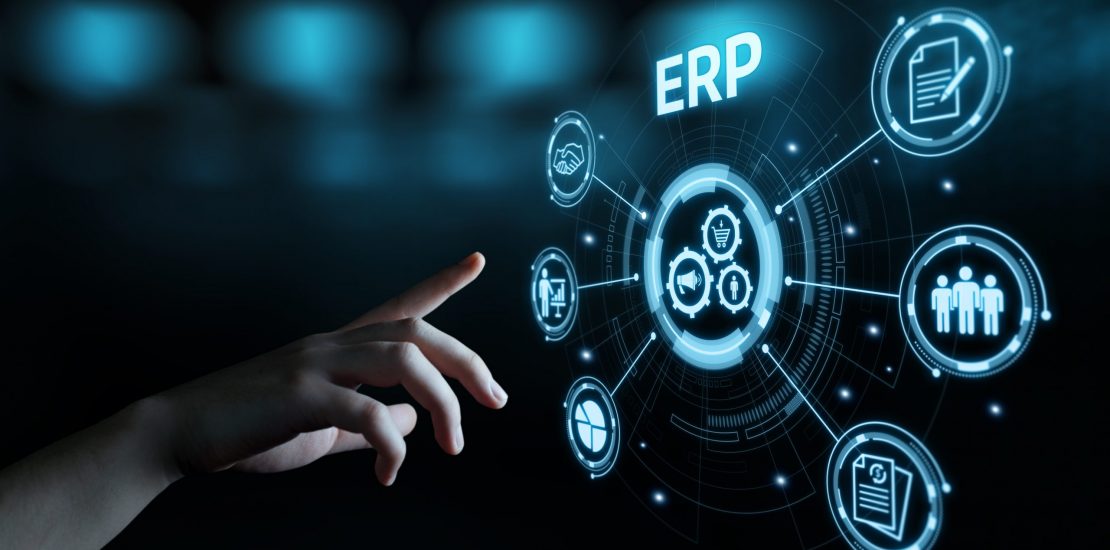 Enterprise Resource Planning ERP Corporate Company Management Business Internet Technology Concept.